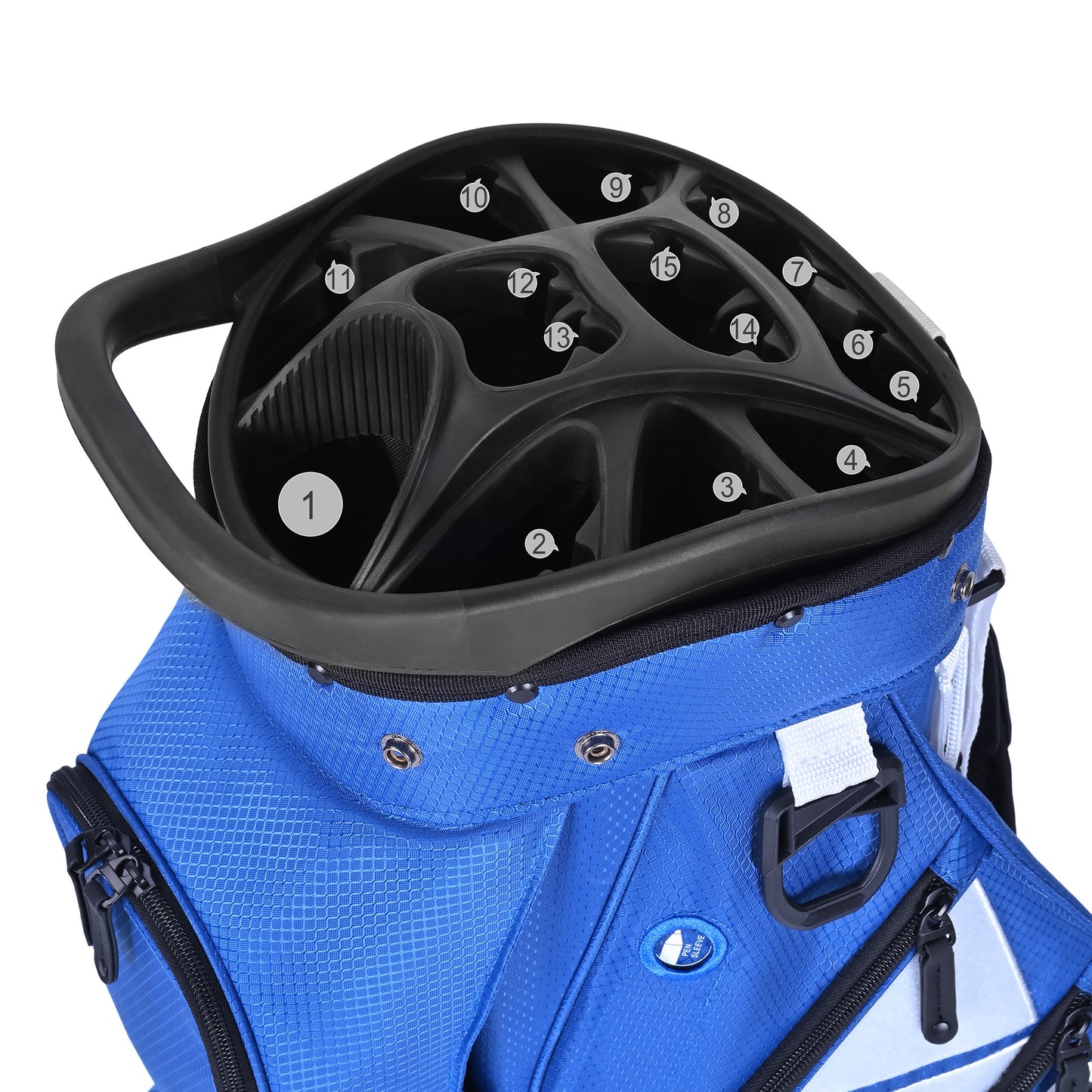 Quiet and Anti-collision 15 Way Golf Cart Bag-Blue