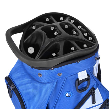 Quiet and Anti-collision 15 Way Golf Cart Bag-Blue