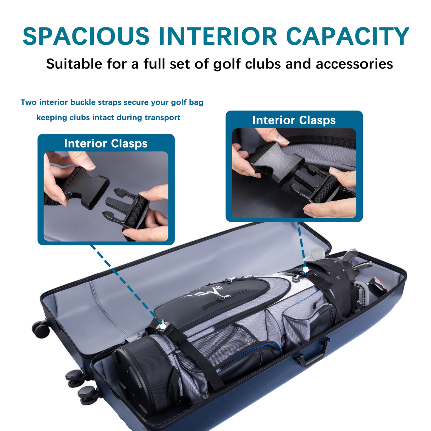 Hard Case Golf Travel Bag-Elegant Blue