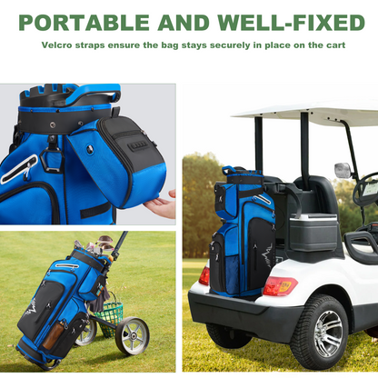 15-Way Full-Length Divider Golf Cart Bag-Blue