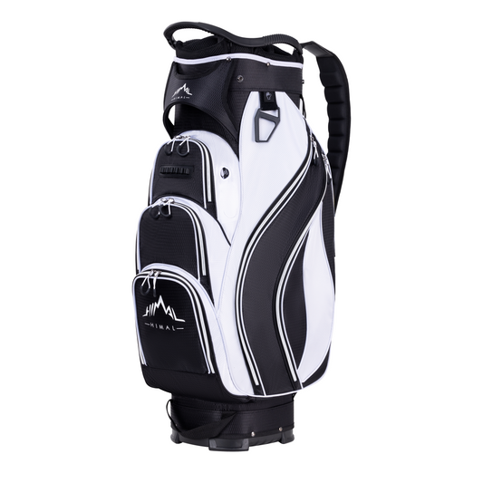 Golf Cart Bag with 14-Way Divider Top-Black-White