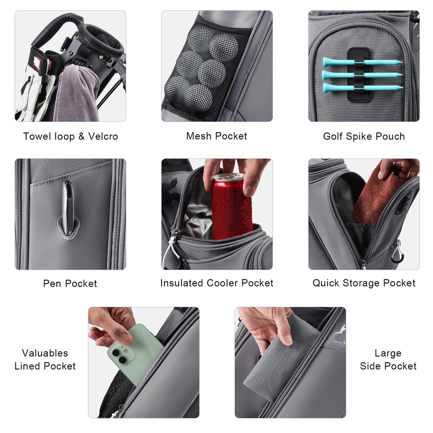 Durable Golf Lightweight Stand Carry Bag-Stone Gray