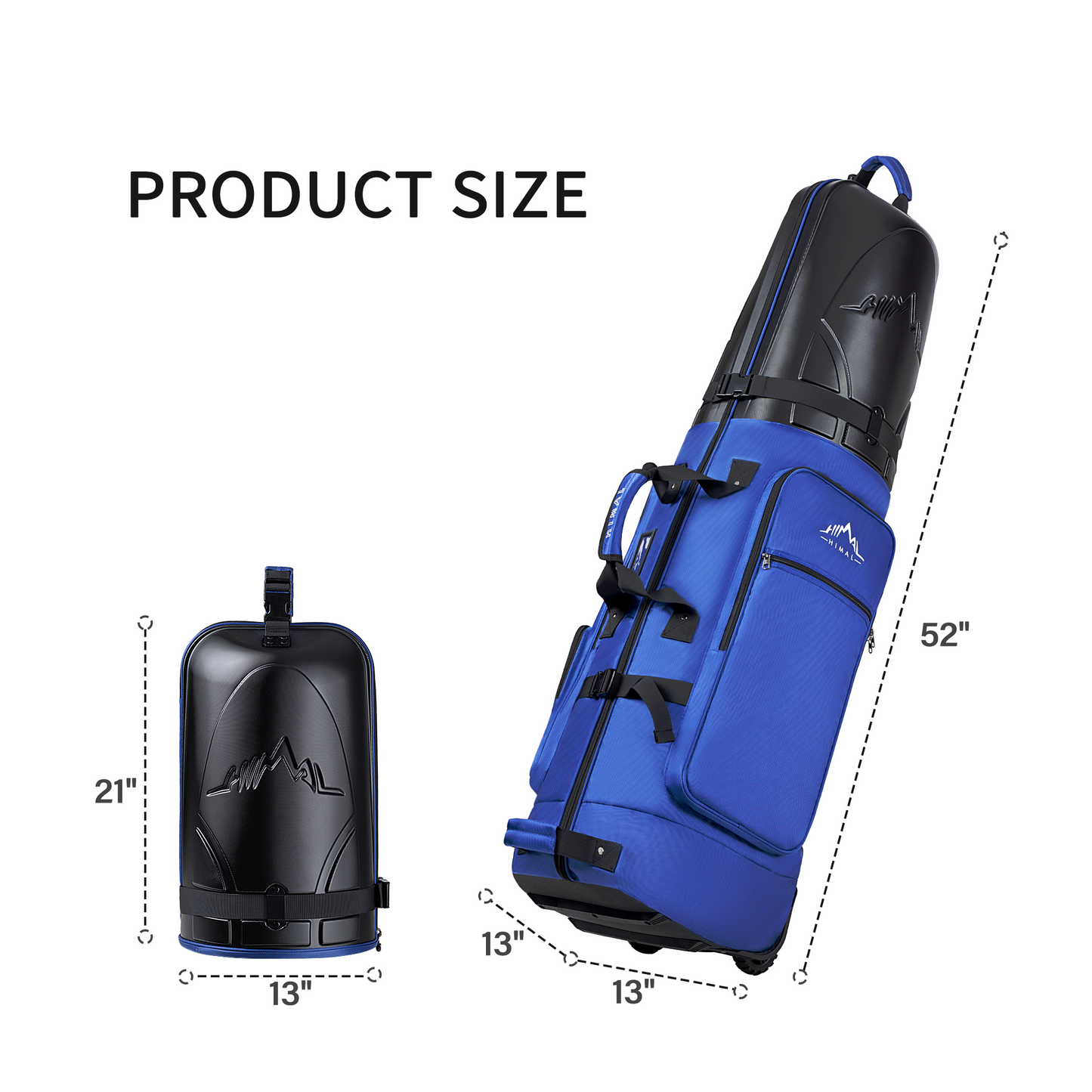 Golf Travel Bag with Hard Case Top-Blue