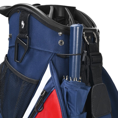 Quiet and Anti-collision 14 Way Golf Cart Bag-Blue Red