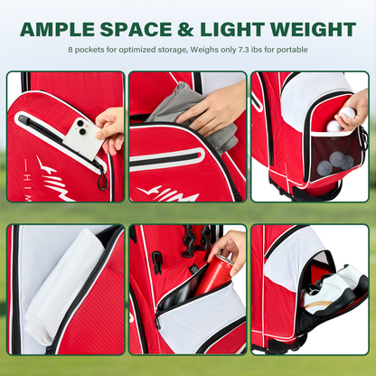 4-Way Golf Stand Bag-Bright Red-White