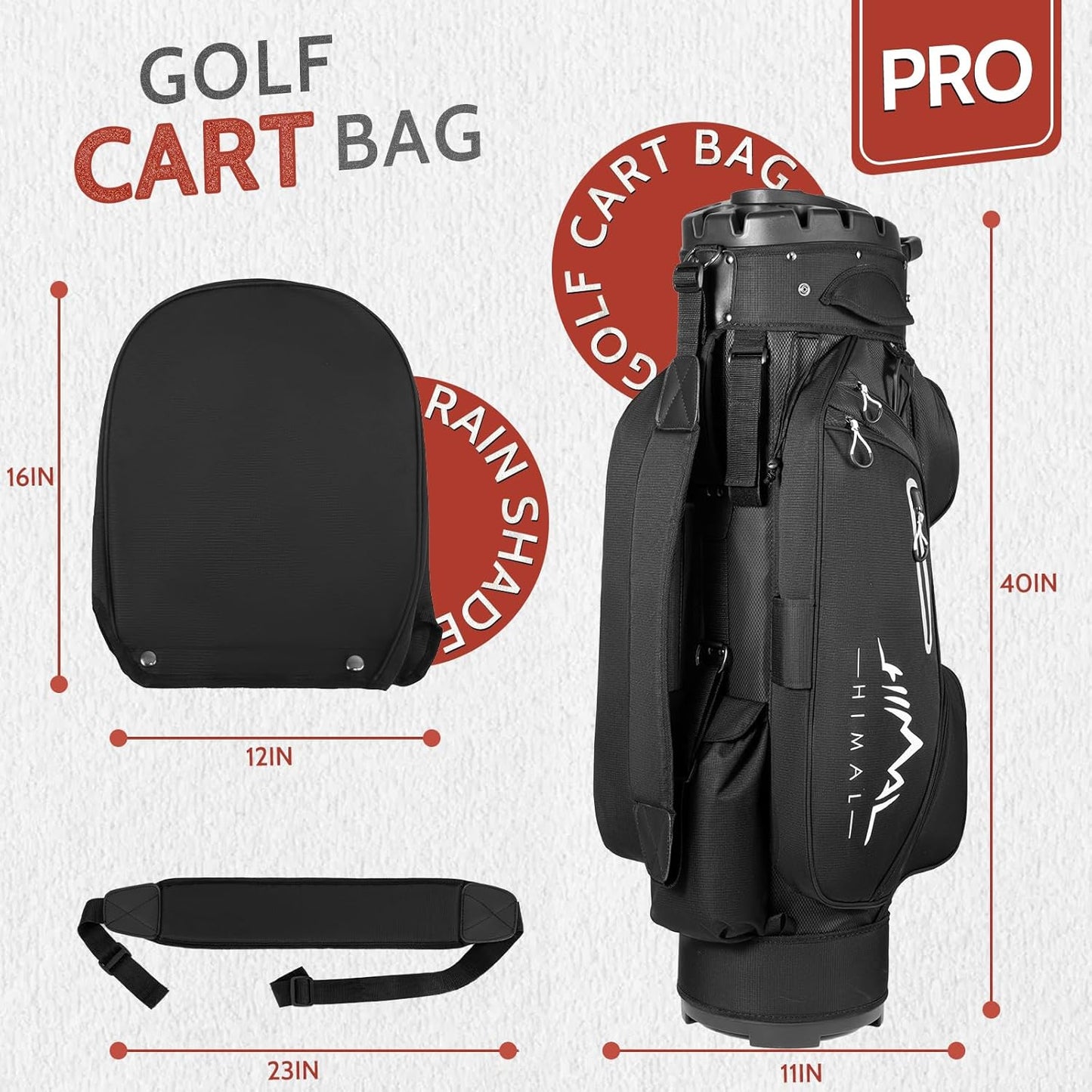 14-Way Golf Cart Bag Pro-Grey