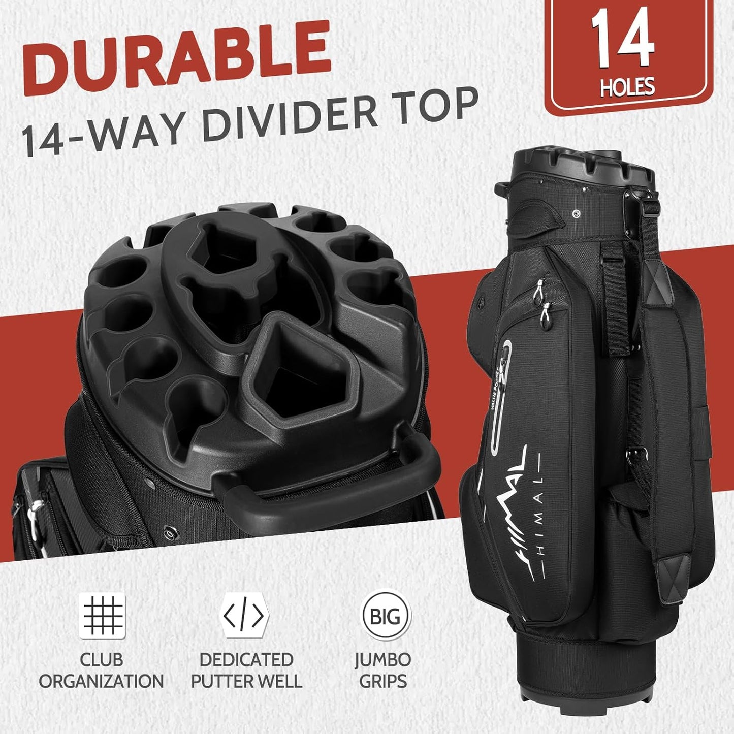 14-Way Golf Cart Bag Pro-Grey