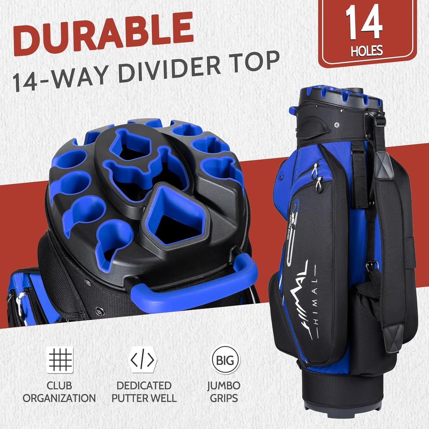 14-Way Golf Cart Bag Pro-Blue