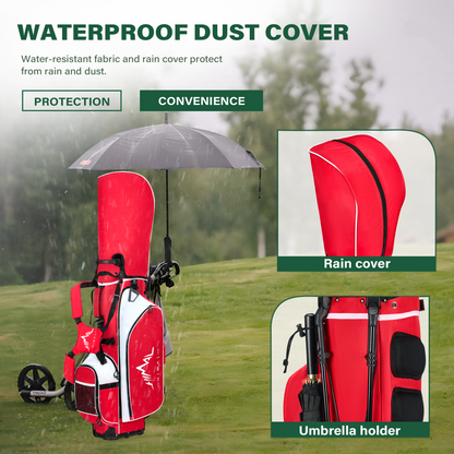 4-Way Golf Stand Bag-Bright Red-White