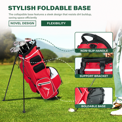 4-Way Golf Stand Bag-Bright Red-White