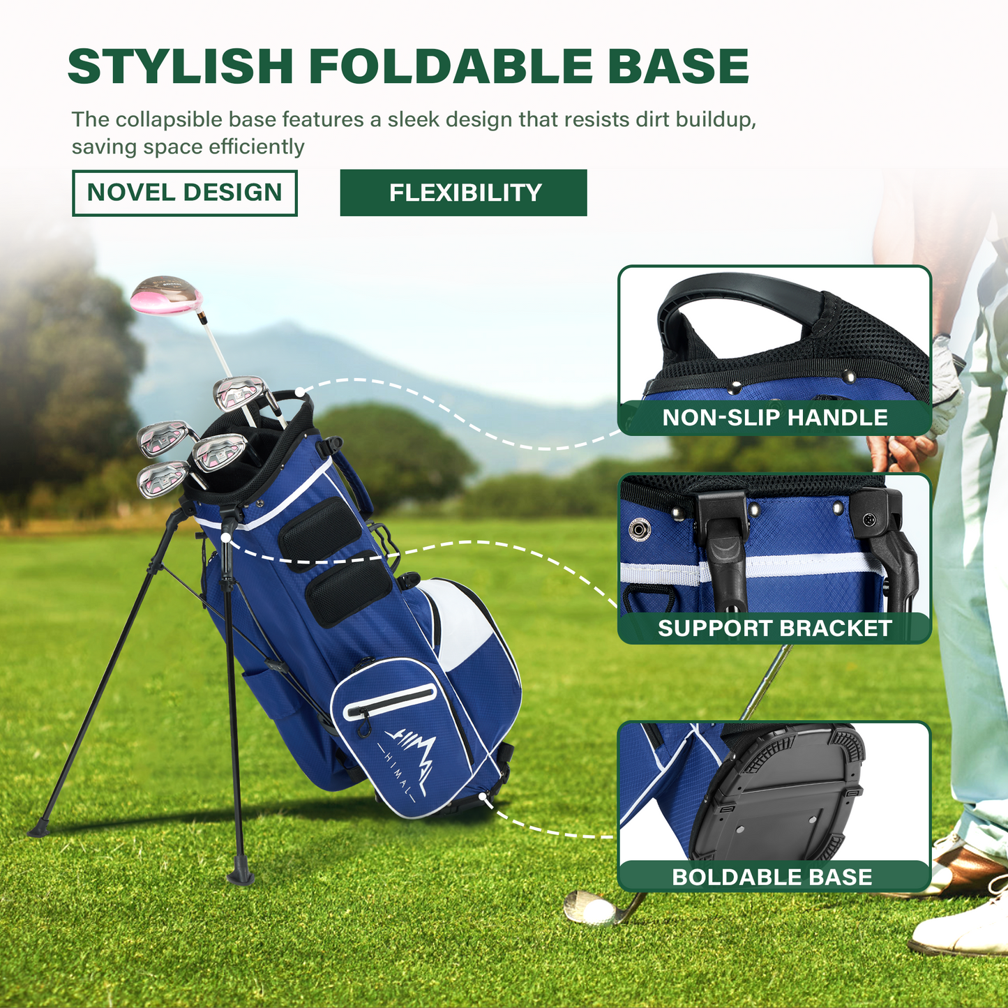 4-Way Golf Stand Bag-Royal Blue-White