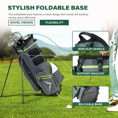 4-Way Golf Stand Bag-Steel Gray-White