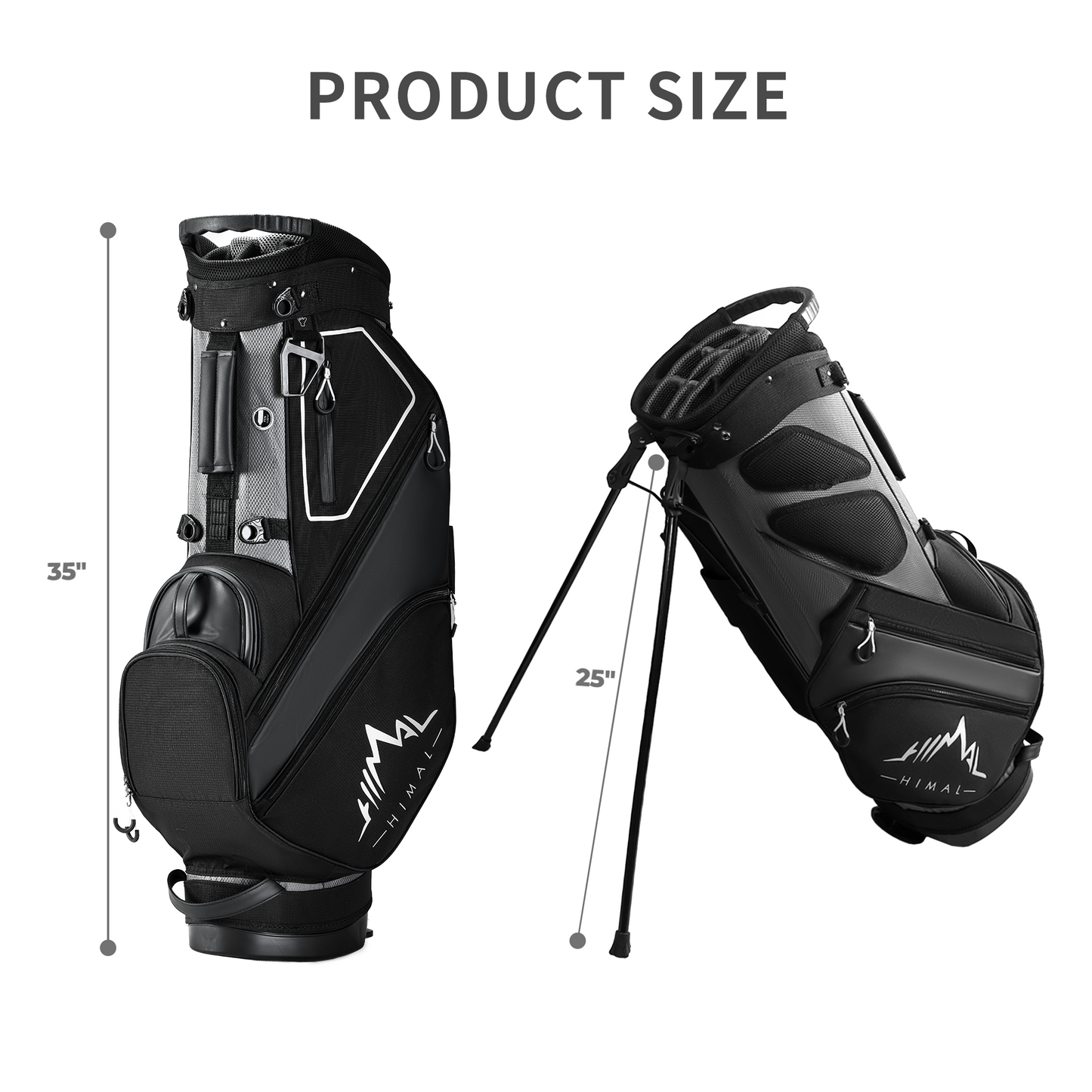 Golf Stand Bag with 14 Way Top Dividers-Black