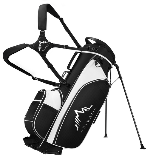 4-Way Golf Stand Bag-Pure Black-White