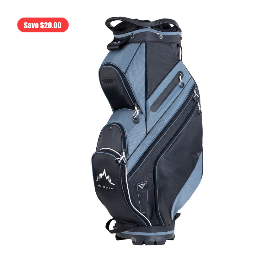 14-Way Golf Cart Bag with Organizer Divider-Black-Foggy Blue