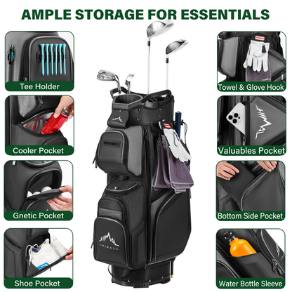 Golf Cart Bag 15-Way Organizer Divider-Charcoal Gray