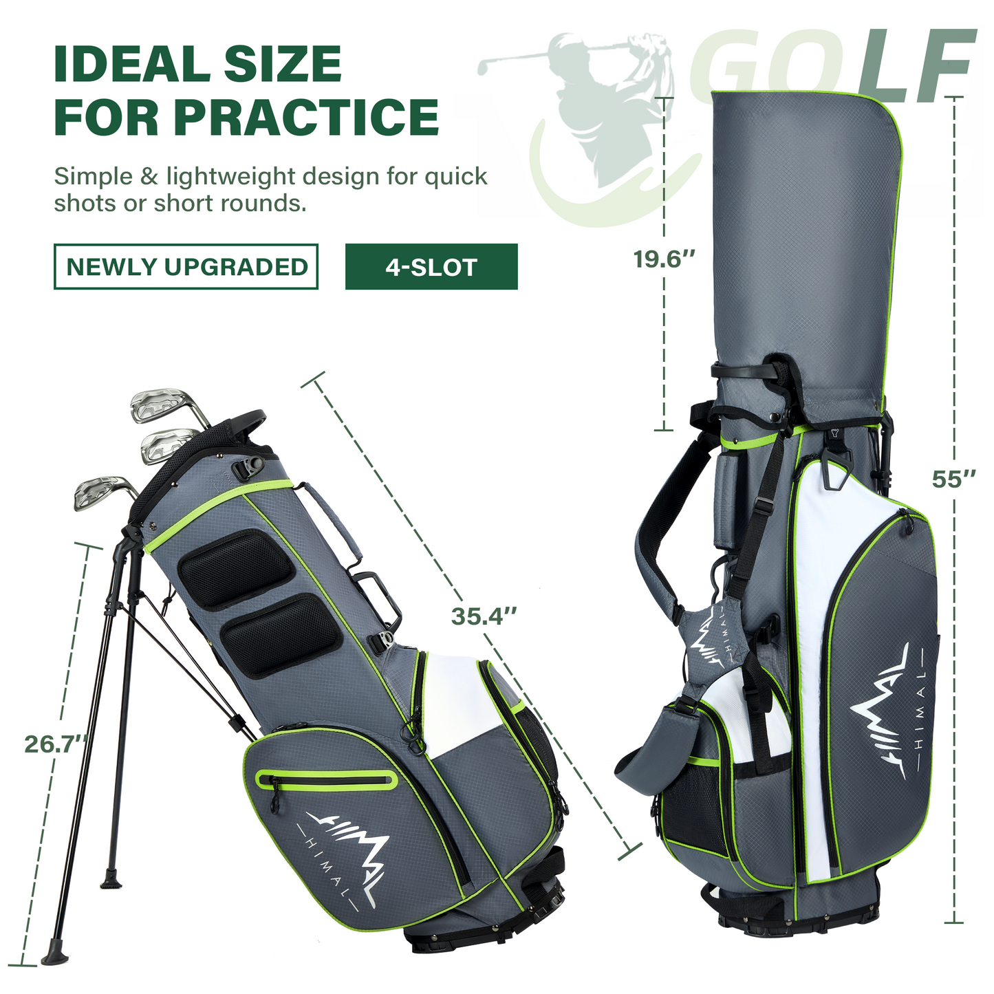 4-Way Golf Stand Bag-Steel Gray-White