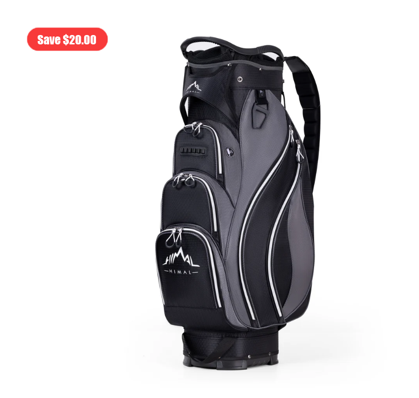 Golf Cart Bag with 14-Way Divider Top-Black-Grey