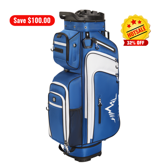 15-Way Full-Length Divider Golf Cart Bag-Blue White